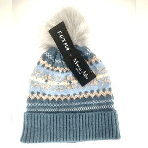 Marcus Adler Pom Pom Beanie, Blue Grey O/S